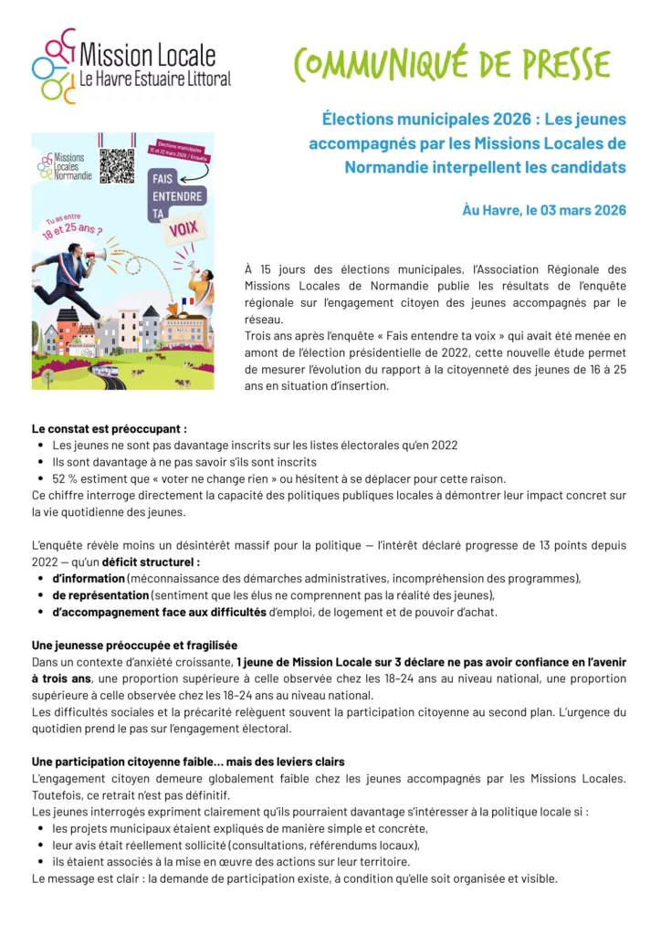 communiqué de presse fais entendre ta voix